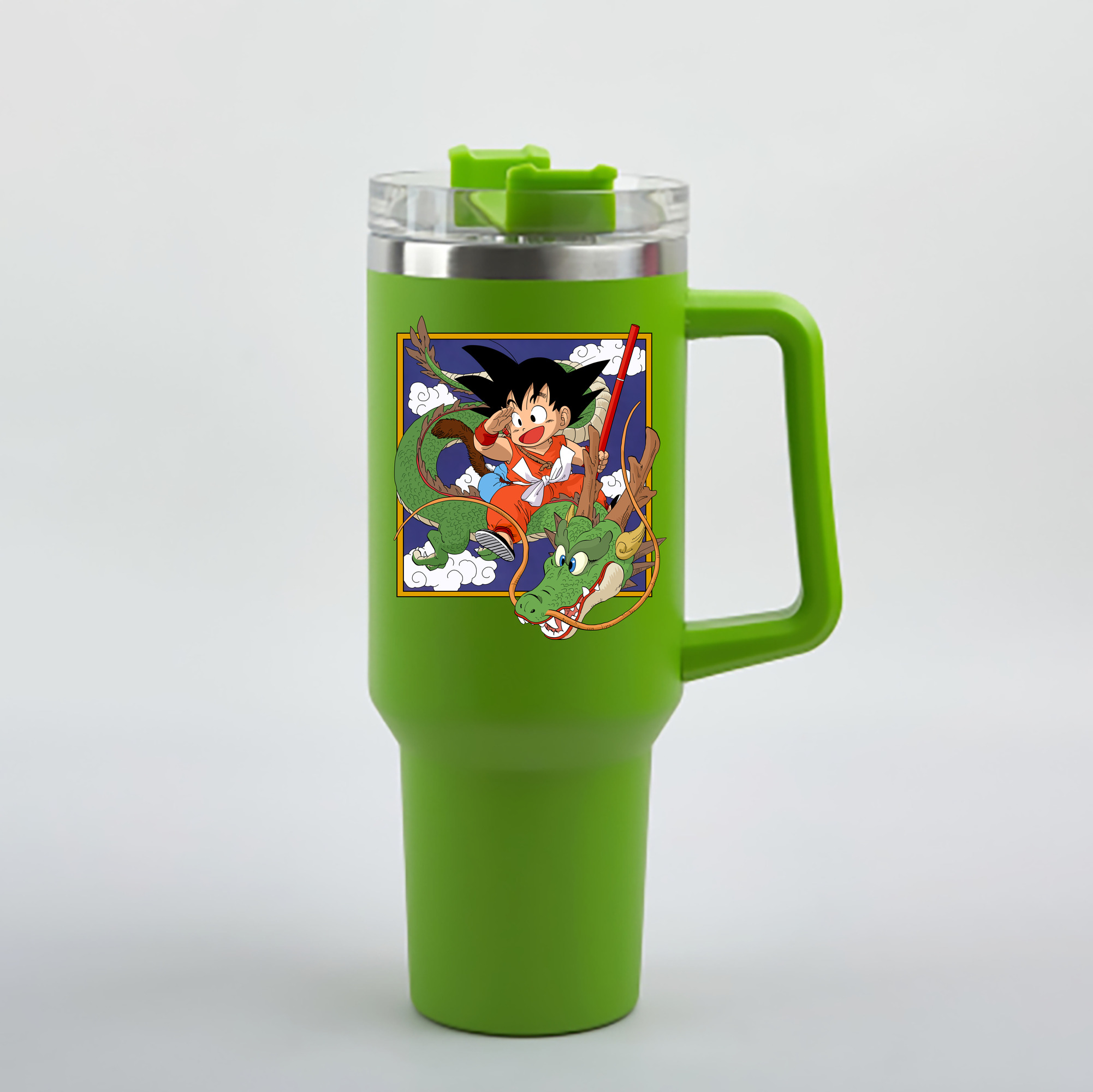 （画像用） ドラゴンボール 孫悟空（そん ごくう）Son Goku カカロット DRAGON BALL Kakarotto 1200mL車用タンブラー - クリスタルステッカー（プラスチックストロー付き）